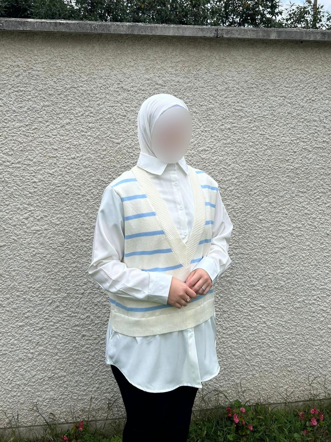 Pull rayé avec chemise intégré