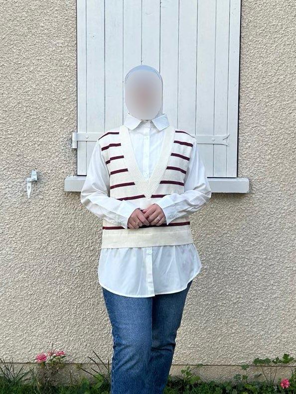 Pull rayé avec chemise intégré