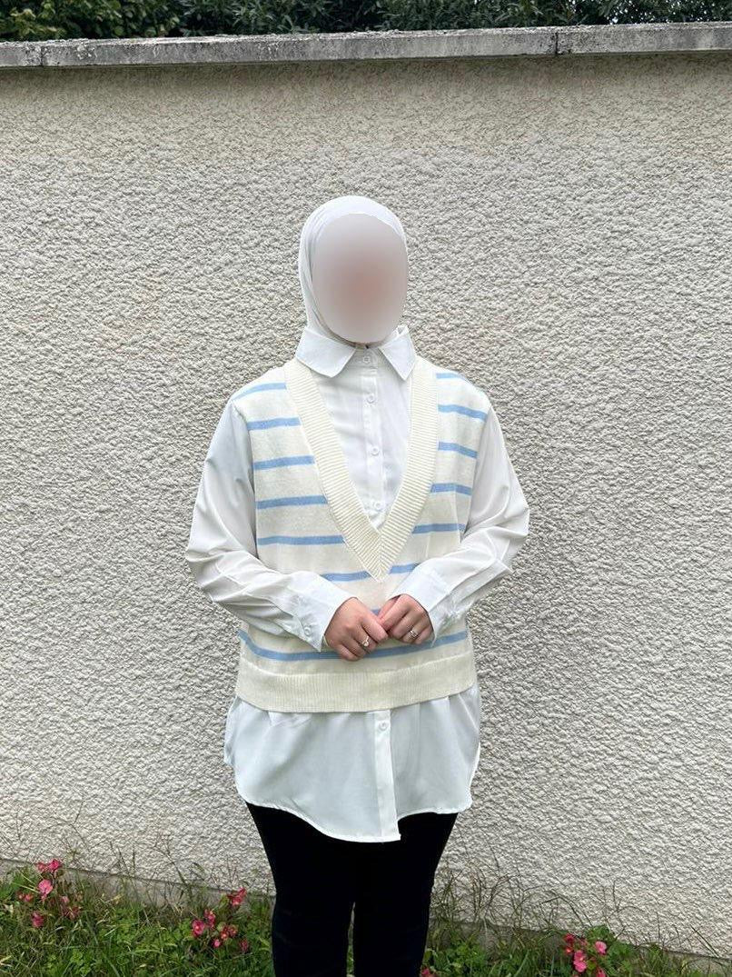 Pull rayé avec chemise intégré