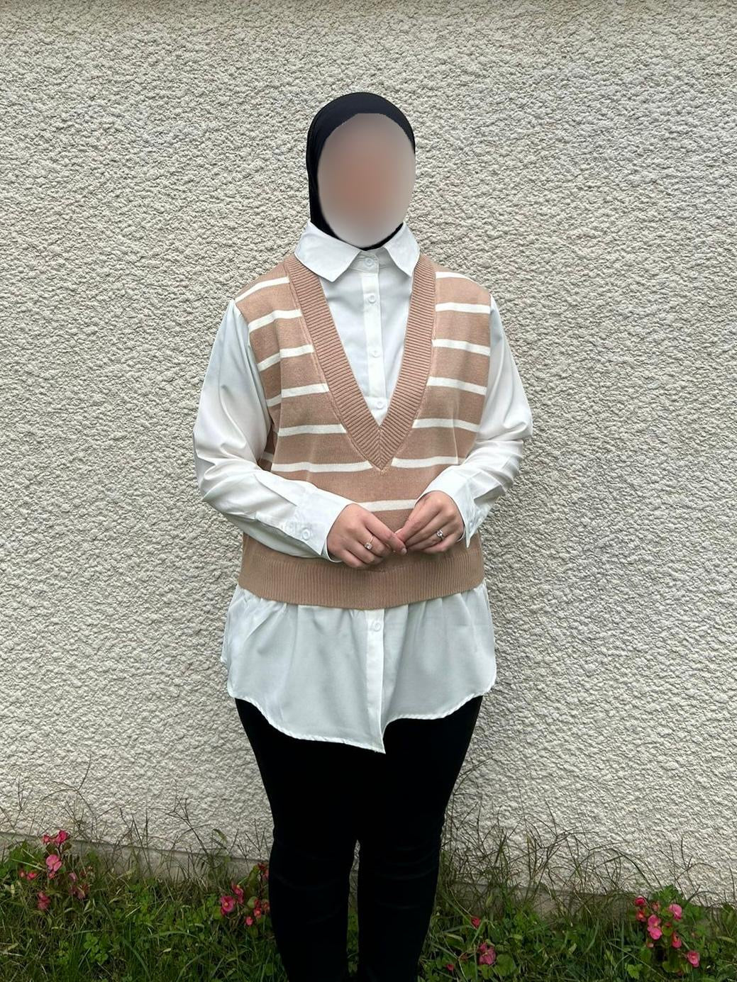 Pull rayé avec chemise intégré