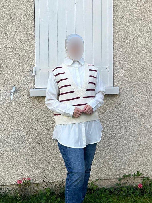 Pull rayé avec chemise intégré